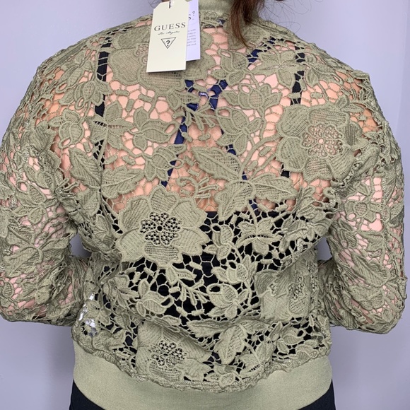 Guess Olive Green Lace Jacket - New with Tag - Size Small - Picture 7 of 8